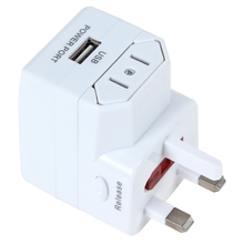 US UK EU Power Plug Travel Voltage Converter Adapter with USB