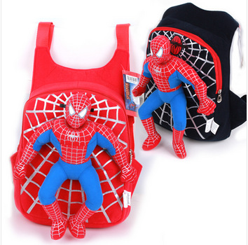 2015 new children baby cute 3D Spiderman backpack schoolbag for boys girls cartoon Spider-man bags Kids Plush mochila infantil