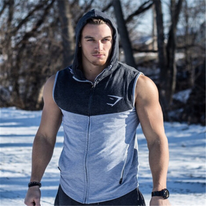 font b Mens b font Gym Shark font b Hoodie b font Stringer Tank Top