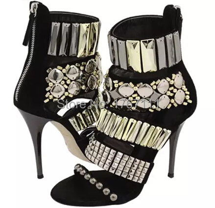 2015 New Summer Suede Women High Heel Sandals Rhinestone Ankle Strap Heels Sexy Stiletto Pumps Peep Toe Cut Out Fashion Booties