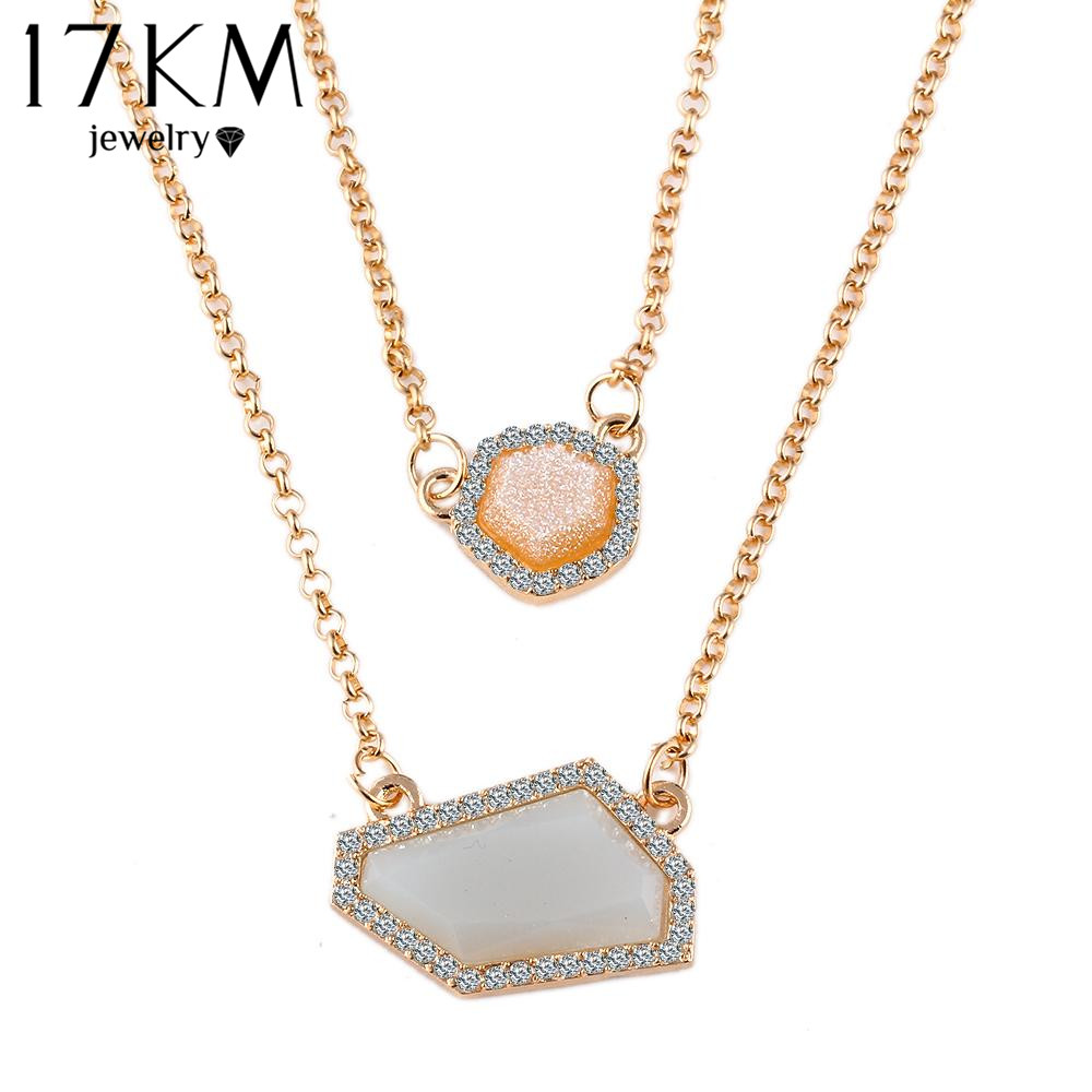 Double Chain Personality Irregular Pendant Necklace Fashion Crystal Jewelry Wholesale necklaces For Women Gifts collar collane     2016    