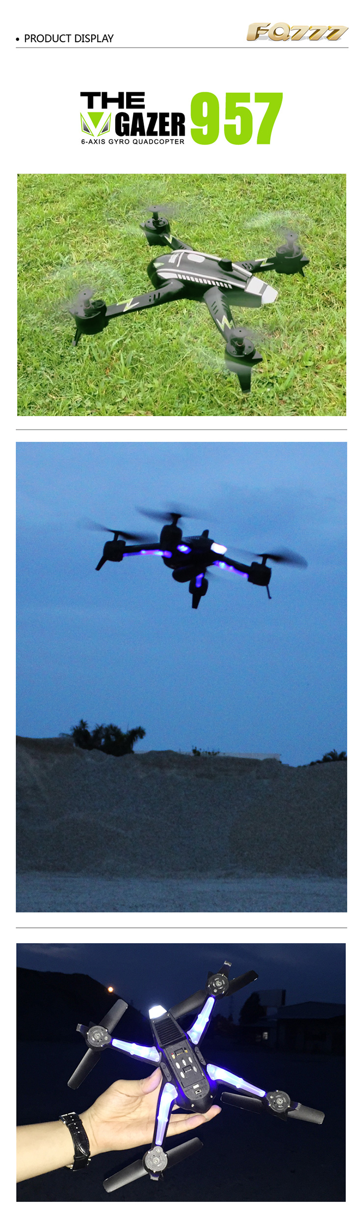 FQ777 Gazer 957C 6-axis Gyro Headless Mode With 2MP Camera RC Quadcopter RTF 2.4GHz