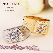 Top Quality ITALINA Brand Jewelry 18K Real Gold Plated Men Ring With AAA CZ Diamond Party