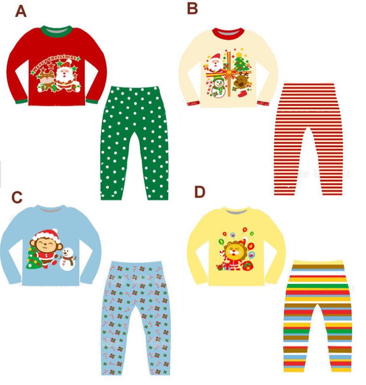 Children's Pajamas Suits Christmas Pajamas Cartoon Full Sleeve T-shirts Trousers Suit Top Quality Kids Pajamas LP7