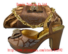New design and hot selling italy matching shoe and bag set with full shinning stones BCH