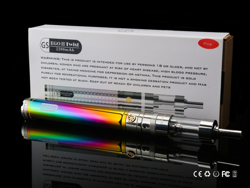 GS ego II twist Mega Starter kit 2200mAh Rainbow battery V Core III 3ml Glass Tank