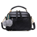 New Fashion Women Bag Hair Ball Handbag High Quality PU Leather Shoulder Messenger Bags tote
