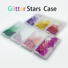 New! Glitter Stars Dynamic Liquid Quicksand Hard Case Cover For iPhone 6 6s Transparent Clear Phone Case Free Shipping