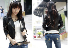 2015 New Fashion Slim Type Zipper Women Jacket Casaco Feminino Coat Black And Red Wine WT