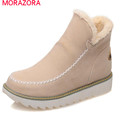 MORAZORA 2017 New arrive winter snow boots for women solid slip on ankle boots flat with