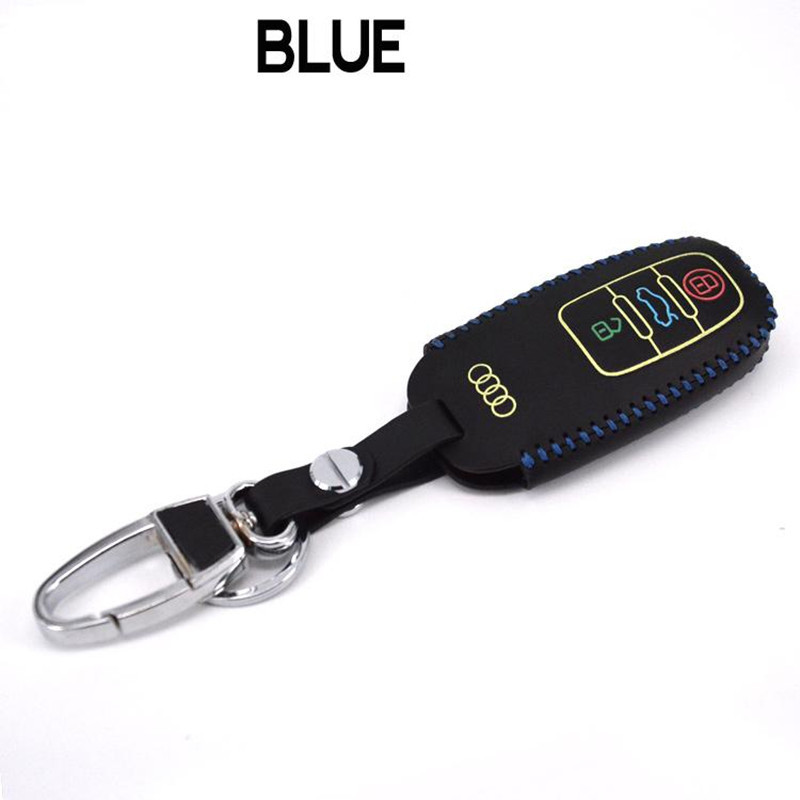 Car key bag dedicated to leather luminous key sets of new car for Audi blue