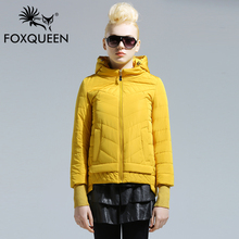 Foxqueen 2016 Spring Jacket Women Winter Coat Women Warm hooded Outwear Thin Padded Cotton Jacket Short