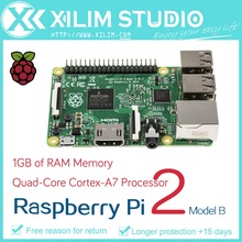 Бесплатная доставка! 2015 новый Pi 2 модель B четырехъядерный процессор, 1 ГБ оперативной памяти, Bcm2836 900 мГц рука, 6 раз быстрее , чем B +
