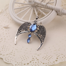 Harry Potter Jewelry Hogwarts school Big Sapphire Stone pendant necklace boho charms Eagle Wings Necklace Sapphire