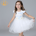 Nimble Latest Summer Girls Dress Handmade Flowers Print Organza Cute Bow Princess Party Girl Dress