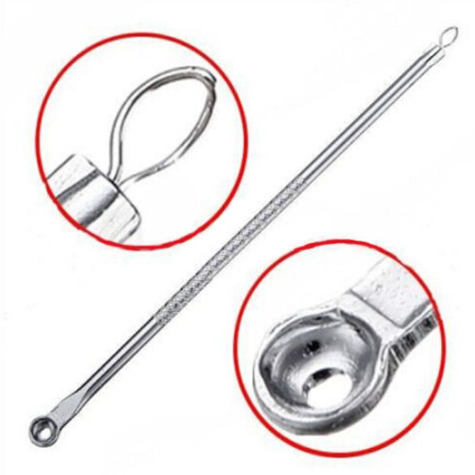 2PCS Silver Blemish Pimple Extractor Skin Care Tools Face Cleanser Blackhead Comedone Remover 