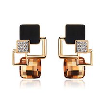 2016 Fashion Valentine Jewelry Bijoux Accessories Brincos Beautiful Exquisite 18K Gold Plated drop Geometric Earrings for Women