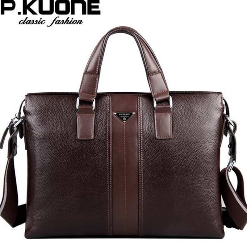 Здесь можно купить  P.Kuone designer brand handbags shoulder vintage men bag genuine leather bags business men messenger bags laptop bag briefcase  Камера и Сумки