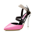 New 2016 Sexy Pointed Toe Color Block Ladies Sexy Prom Shoes Woman High Heels Pumps Women