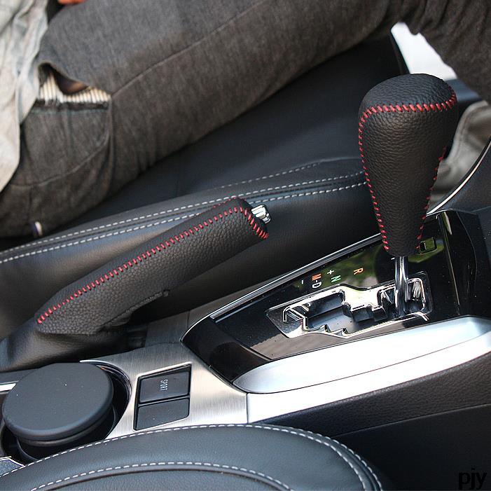 Genuine leather sew on handbraker gear cover set auto accessories for Toyota Corolla Levin 2014 2015