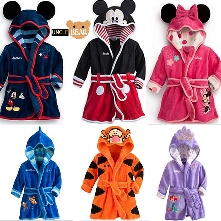 2015 new Children Pajamas Robe Kids clothes boys girls Micky Minnie Bathrobes Baby Cartoon Home Wear