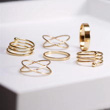 Hot Unique Ring Set  Punk Gold Plated Knuckle Rings for women Finger Ring 6 PCS Ring Set Best Selling 2015 M12