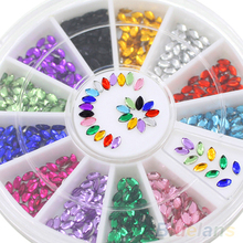 Multicolor Oval 3D Glitters Studs DIY Decoration Nail Art Tips Stickers Wheel 3F1K