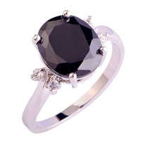 lingmei New Sexy Lady Black Spinel White Topaz Silver Ring Size 6 7 8 9 10 11 12 Women Jewelry Rings Free Shipping Wholesale