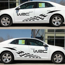 2015 New Arrive 2PCS/ Pair 180*39CM WRC Racing Track Sticker Car Styling Decal Adhesive Chequered Flag Car Whole Body Stickers