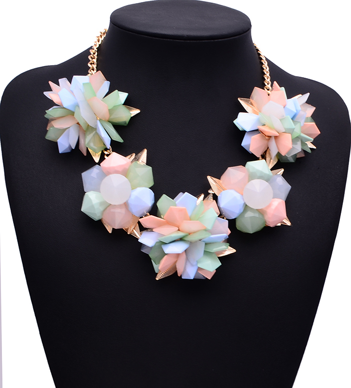 XG015 2015 New Arrival High Quality Chunky Necklaces Pendants Luxury Flower Statement Choker Necklace Collares Mujer