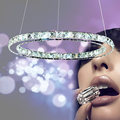 Modern Crystal Pendant Light Circle Suspension Dining Room Hanging Lamp Diamond Ring LED Lights Cristal Lustre