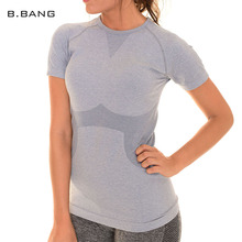 B.BANG Summer Women Sports T Shirt Top Professional Quick Dry Short Sleeve Exercise Tee Running Clothes Free Shipping