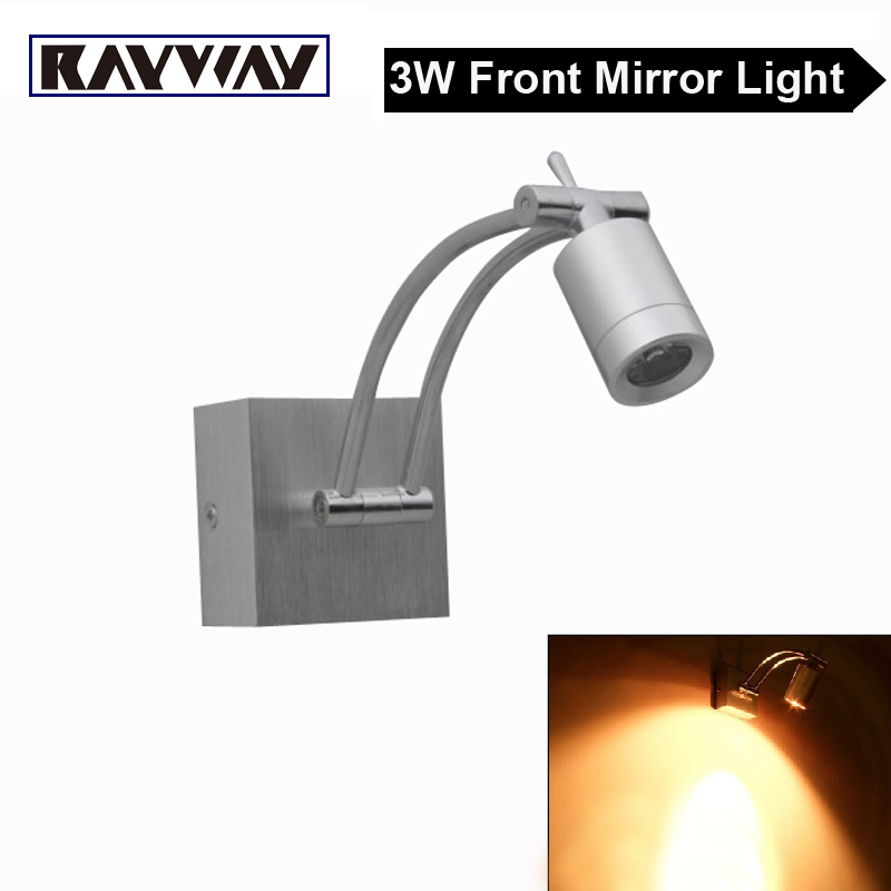 Silver LED wall Lamps 3W Reading light 100-265V Plumbing Trap Background Mirror Light washroom front mirror light Warm / White