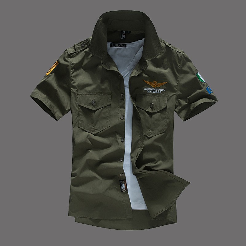 2015-Men-s-Spring-Aeronautica-Militare-Air-Force-One-Shirt-Fashion-Embroidery-Men-Brand-short-sleeved (3)