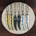 WT NV069 Wholesale Natural bone carved long leaf necklace fashion boho rhinestone paved leaf necklace