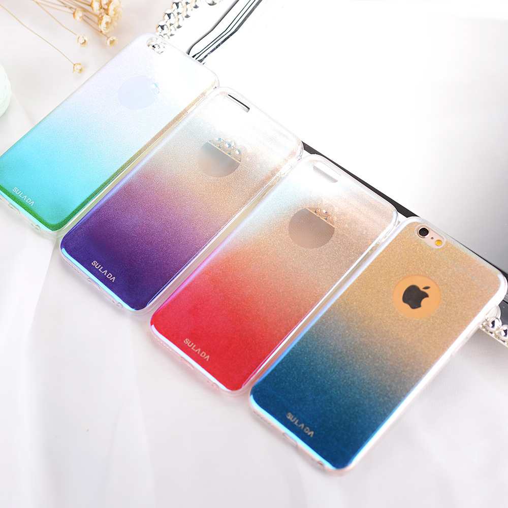 Star Series Soft Gel FullShiny Rhinestone Gradient Blue TPU Back font b Case b font Sulada