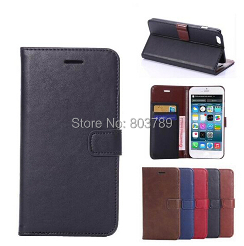 Popular Crazy-horse PU Leather Wallet Case for iPhone 6 Plus 5.5 inch,with Card Holder and stand,10pcs/lot