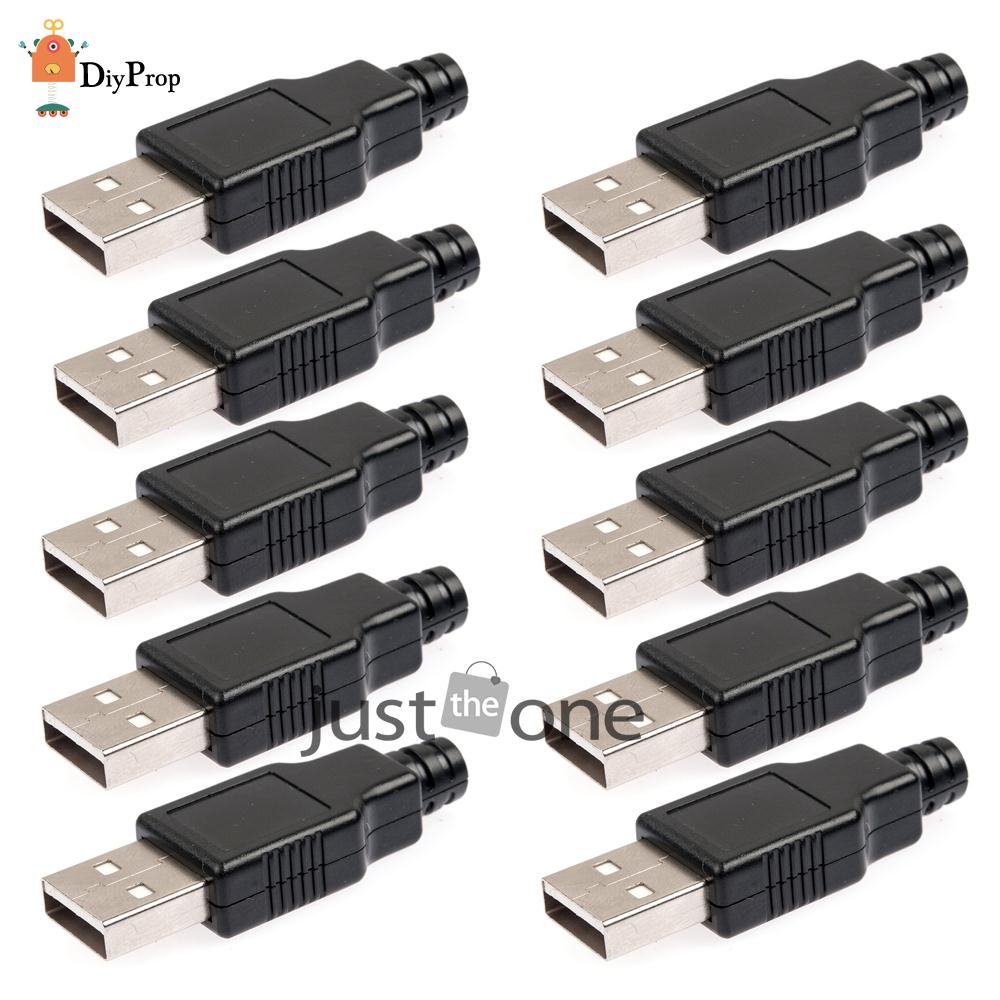 Гаджет  5pcs Type A Male USB 4P Plug Socket Connector w/ Black Plastic Cover DIY Tools None Электронные компоненты и материалы