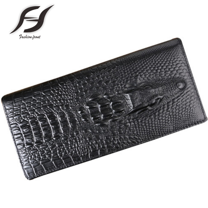 2015 New product men cowhide Genuine Leather Wallet 3D crocodile pattern clutch Long men Wallet  with zipper fashion men purses