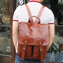 Stylish Mens Quality PU Leather British Retro Vintage Backpack Rucksack Bag