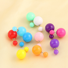 2015 New Jewelry Transparent brincos double side pearl earrings Cheap big earrings for women candy Colors Jelly earrings