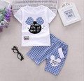 Baby boy clothes 2017 new summer kids clothes sets t shirt pants suit clothing set Plaid