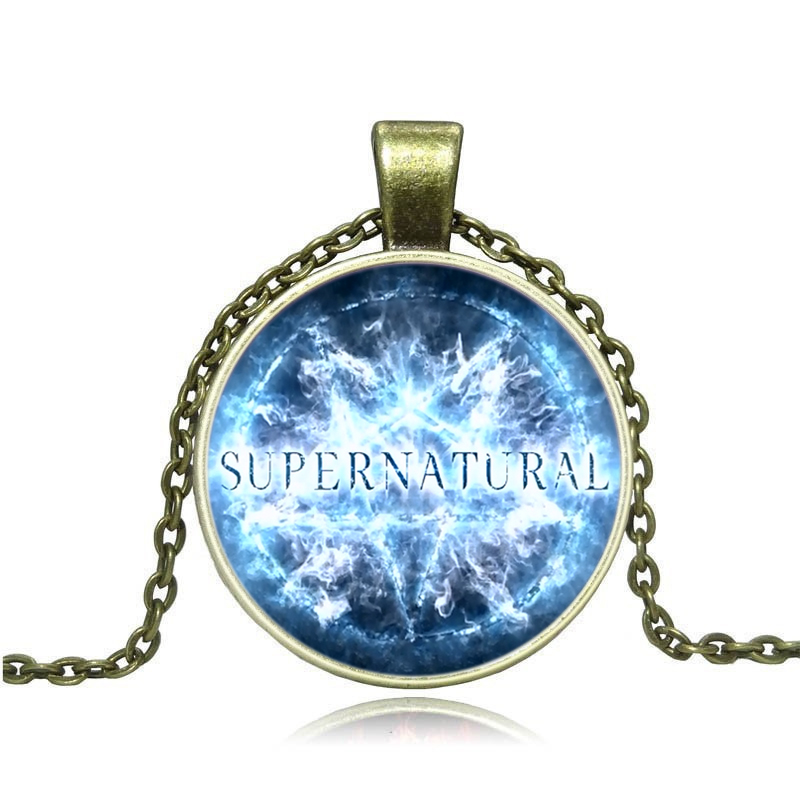 2016 New Design Supernatural Jewelry Cool Round Pentagram Photo Glass Dome Pendant Necklace