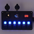 Marine Boat Switch Panel Switches Waterproof 24V 12V Car Dual USB Charger Cigarette Lighter Socket LED