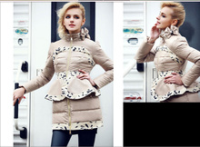 Free Shipping Bow Ruffles White Duck Down Dress Coat Women,Winter Jackets down & parkas Outerwear Down Jacket Female HD225