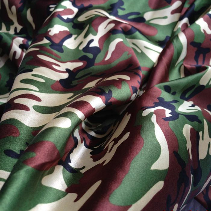 satin camouflage fabric 100% polyester camo satin fabric Simulation