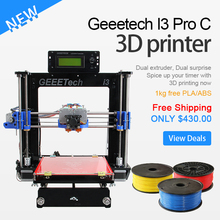 Free Shipping Reprap 3D Printer Pursa I3 Double Heads Dual Extruder Two-color Printing High Resolution LCD 1KG Filament Gift