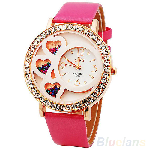 Fashion Women s Round Dial Analog Dress Watch with Crystals Beads Decoration Rhinestone Rose Color 0TNO