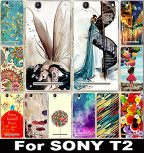 2015 mobile phone cases covers For Sony T2 Painted Hard Plastic Protective shell For SONY Xperia