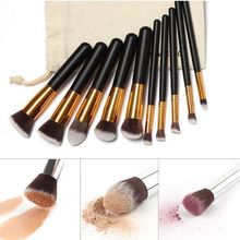 10Pcs Synthetic Hair Professional Makeup Brush Beauty Cosmetic Eyeshadow Powder Make up Brushes Tools Kit with Draw String Bag